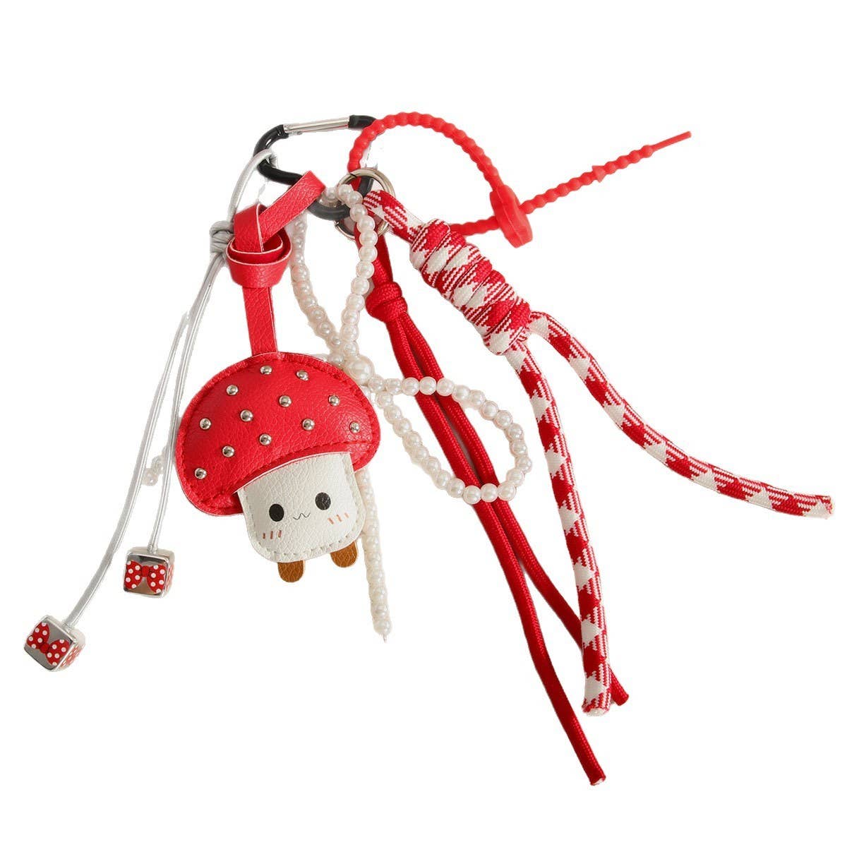 Cute Mushroom Pearl Bow Keychain Bag Charm