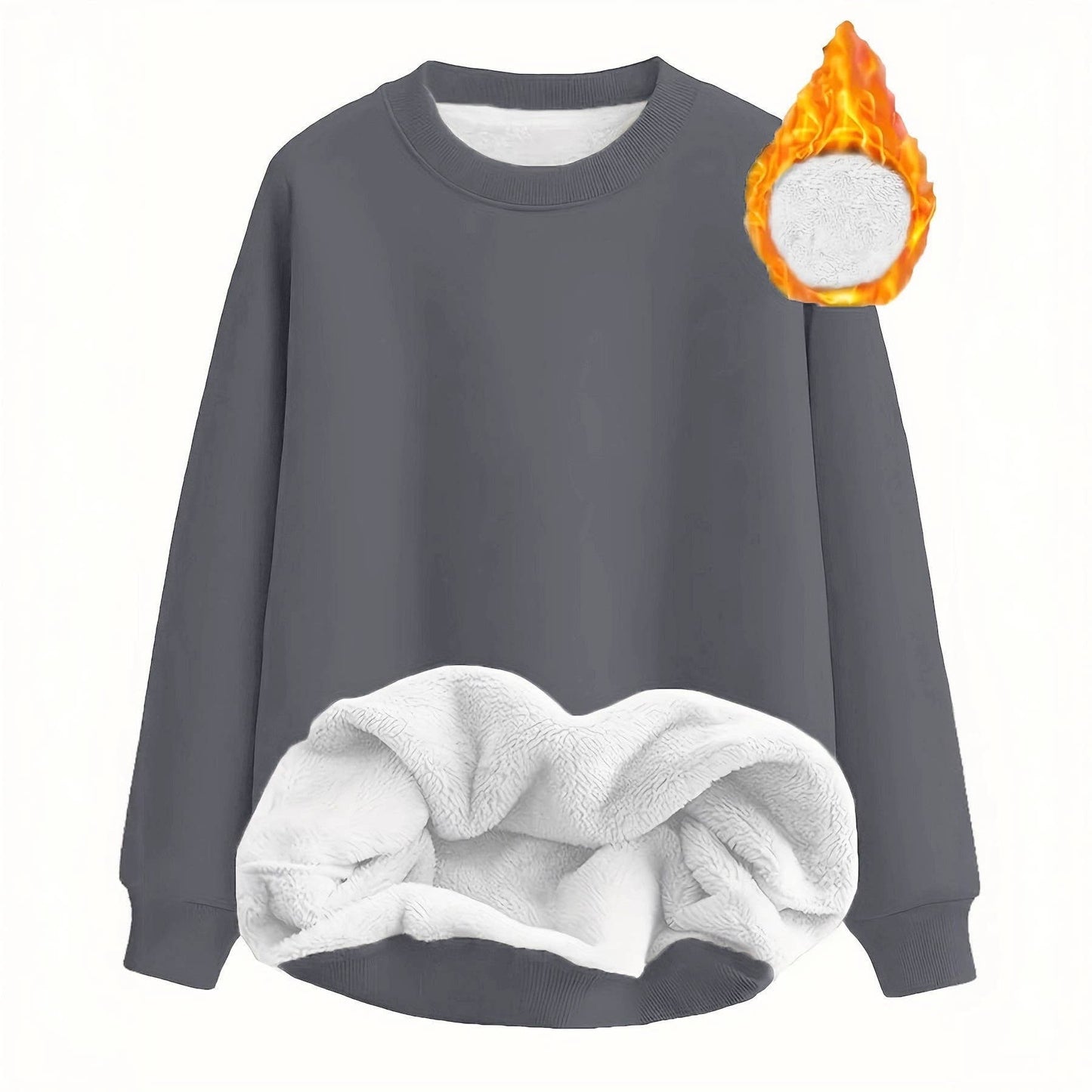 Solid-color fleece round-neck pullover hoodie