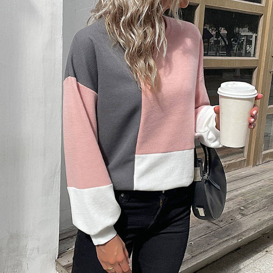 SLOUCHY CREW-NECK SWEATER IN CONTRASTING COLORS