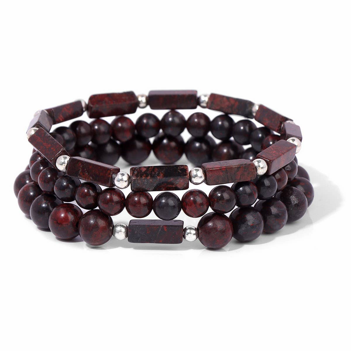 CWAJE4235_NATURAL STONE BEADS VINTAGE BRACELET SET