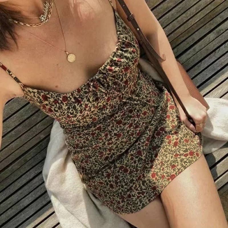 LACE-UP PRINT SLIM-FIT HALTER DRESS