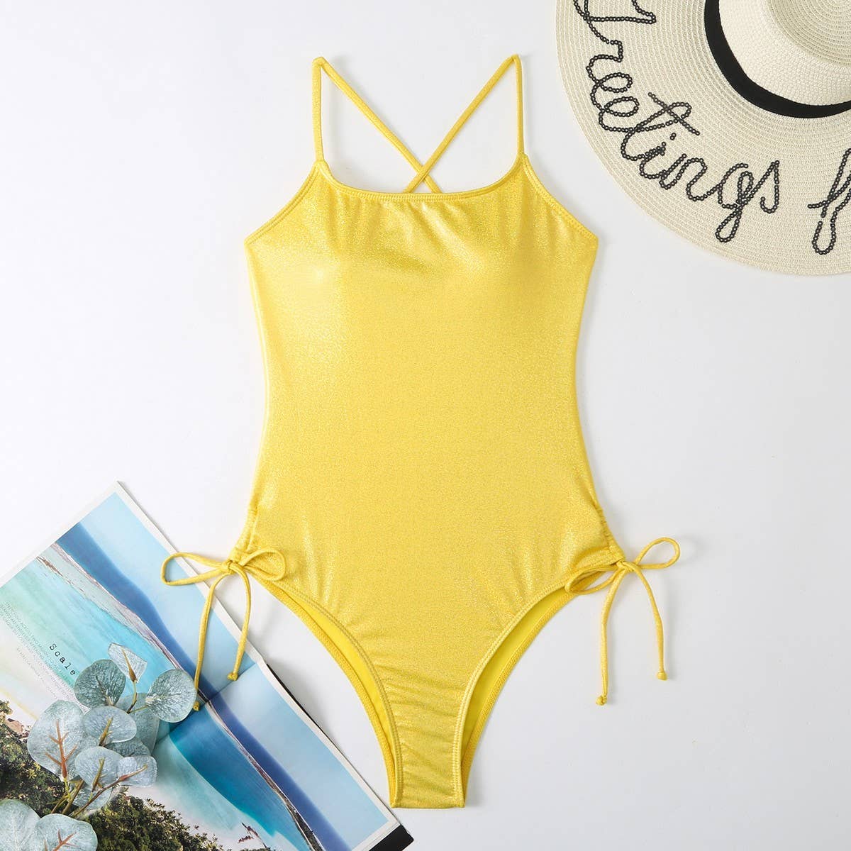 SLEEVELESS SOLID TIE ONE-PIECE BIKINI SWIMSUIT_CWMW0615
