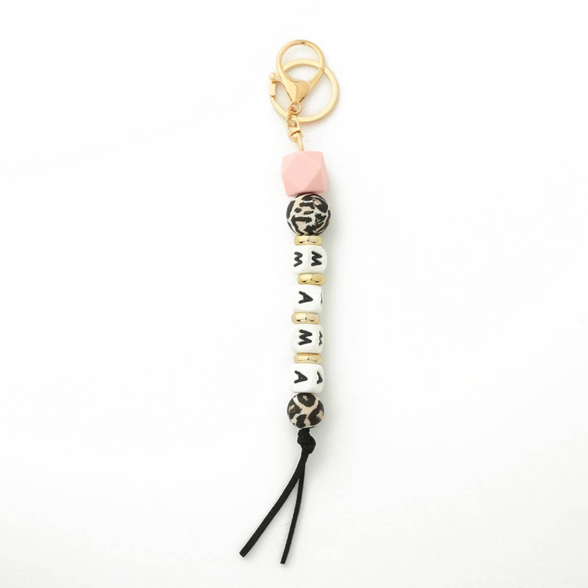 Silicone Bead Keychain with Letter and Wooden Disc_CWAB5104