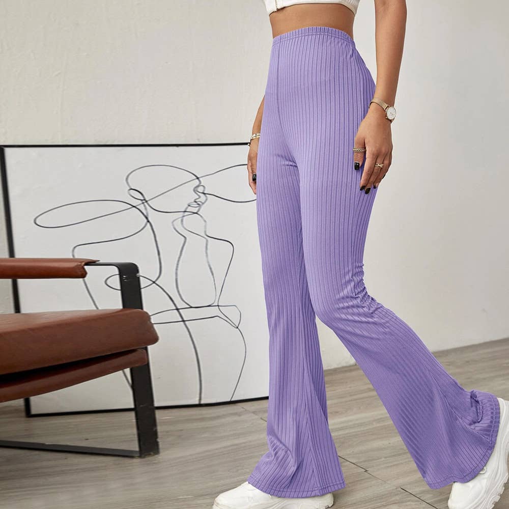 HIGH-WAISTED BELTLESS MICRO-CUT KNIT PANTS