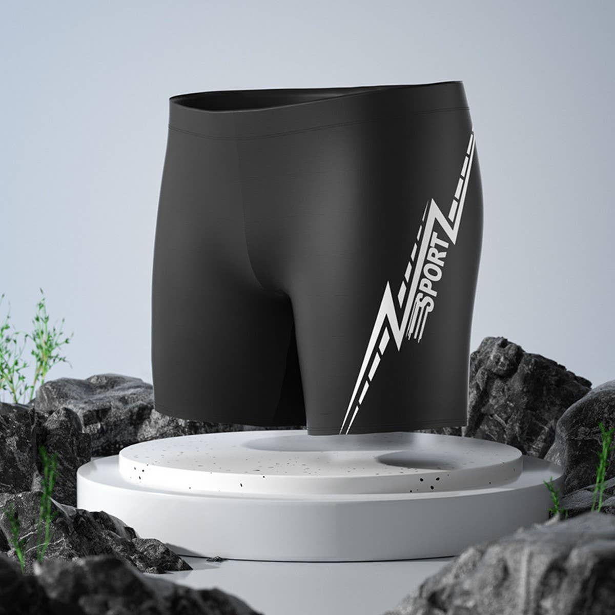 Men's Plus Size High Waist Swim Trunks -Modest Fit