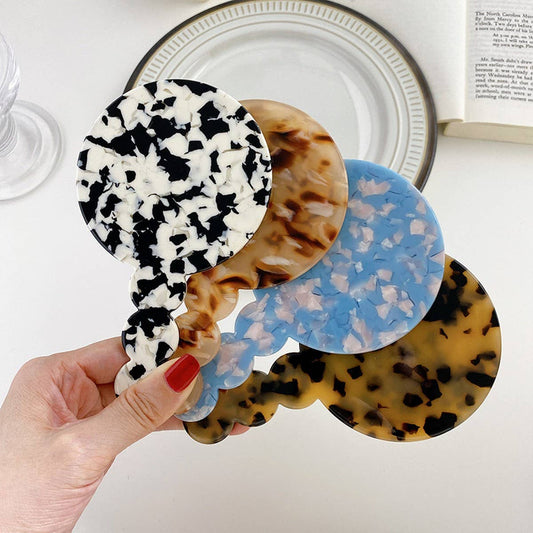 Geometric Acetate Handheld Mirror, Retro Design