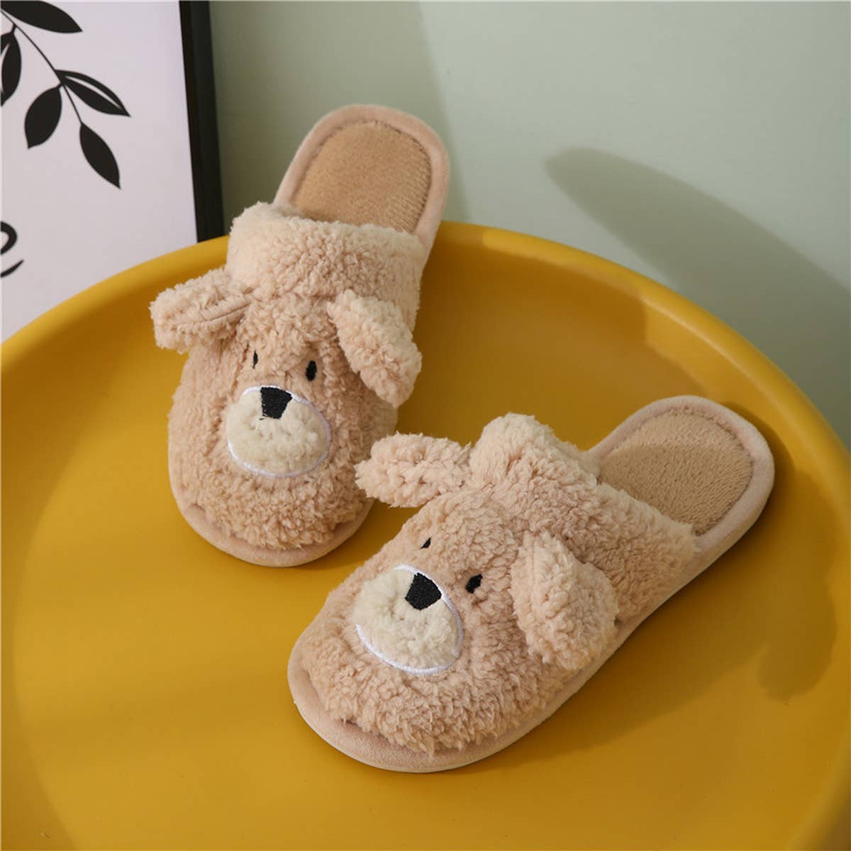 WOMEN CARTOON WARM BEAR COTTON SLIPPERS