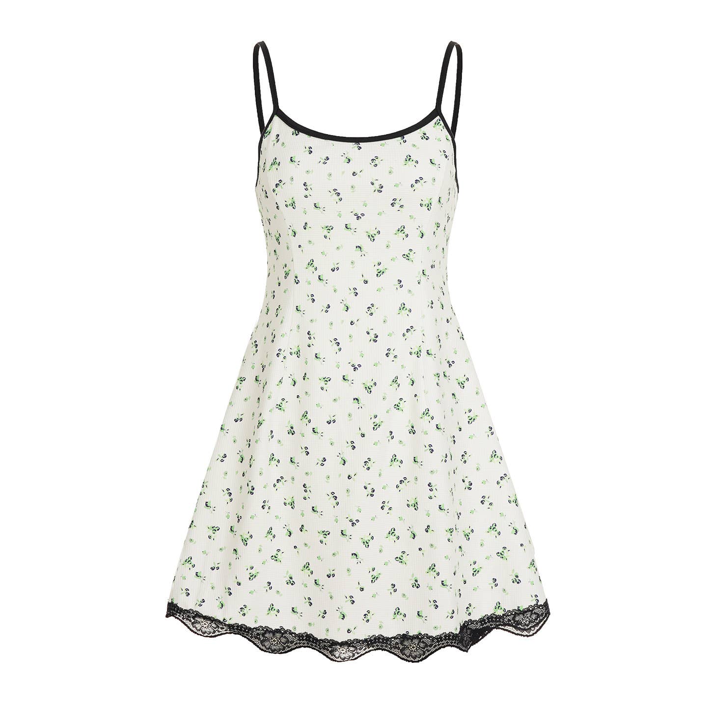 Lace patchwork waist floral halter dress