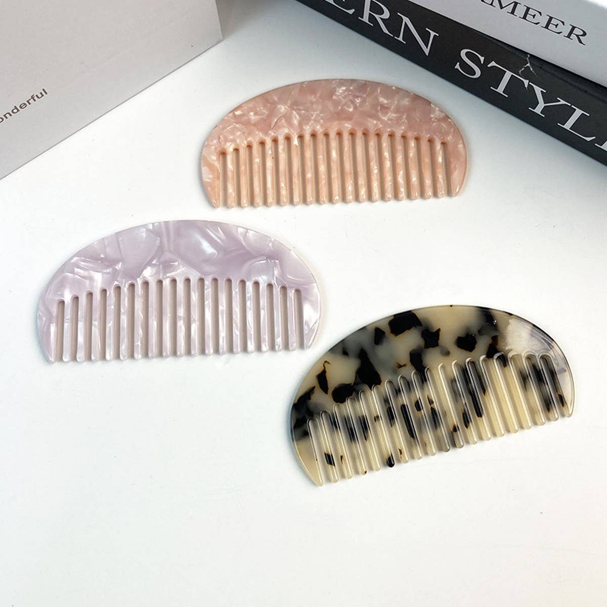 Half-Round Acetate Hair Comb, Anti-Static & Stylish
