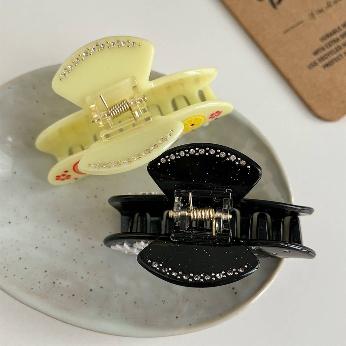 Lemon Yellow Acetate Hair Claw, Back Bun Clip