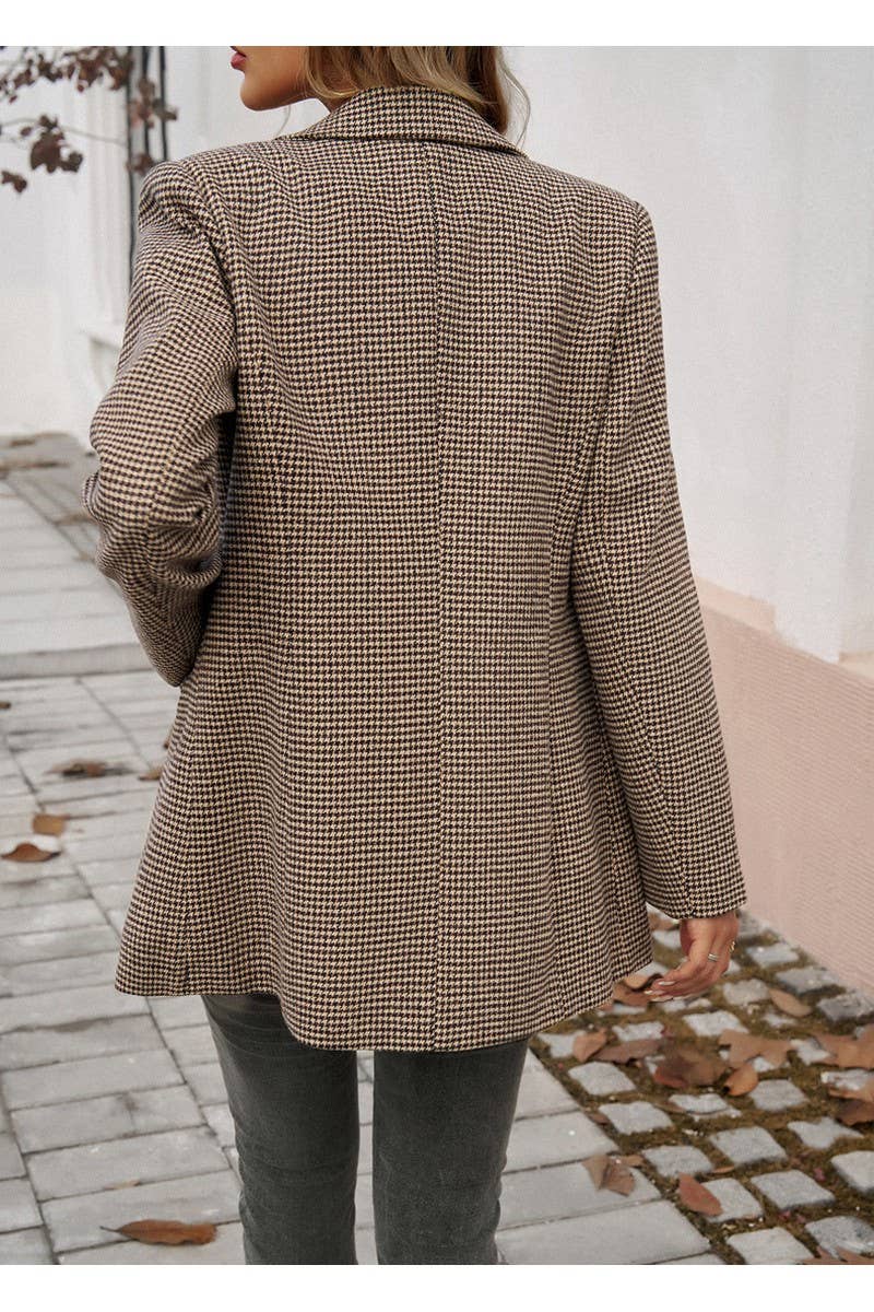 CWOJA0938_Checkered Button Suit Jacket Regular Coat