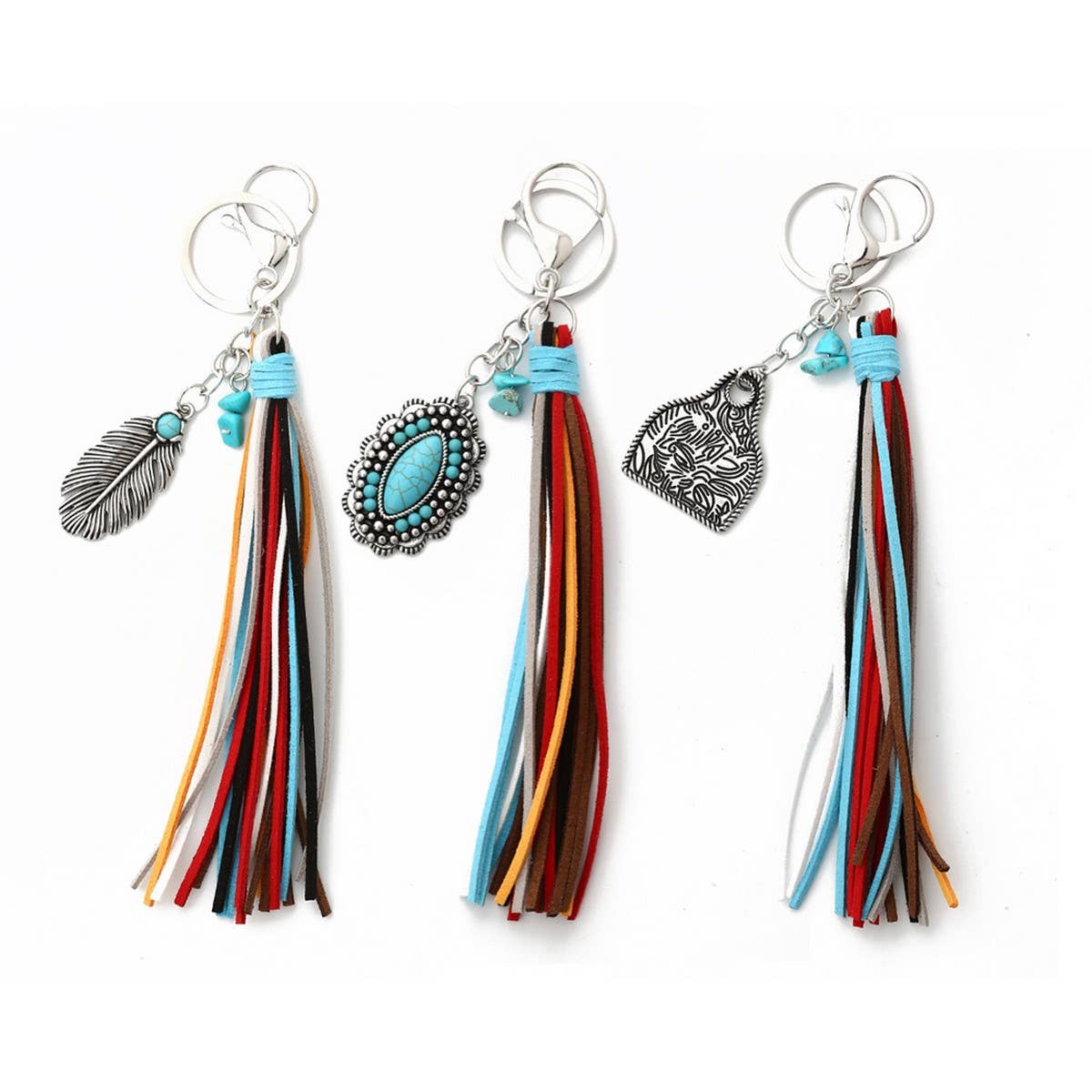 Vintage Western Boho Bull Tag Keychain_CWAB5088