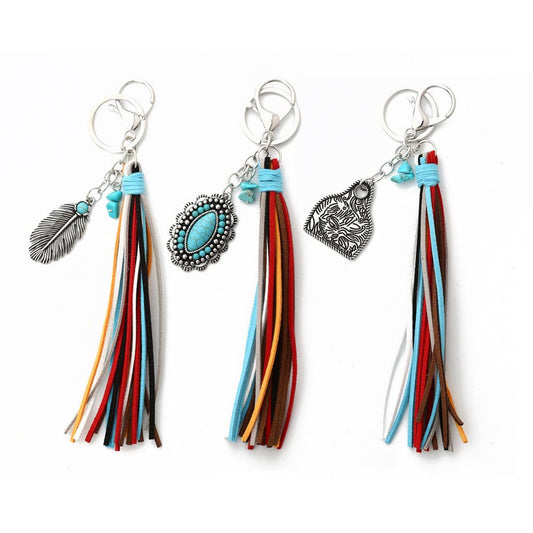 Vintage Western Boho Bull Tag Keychain_CWAB5088