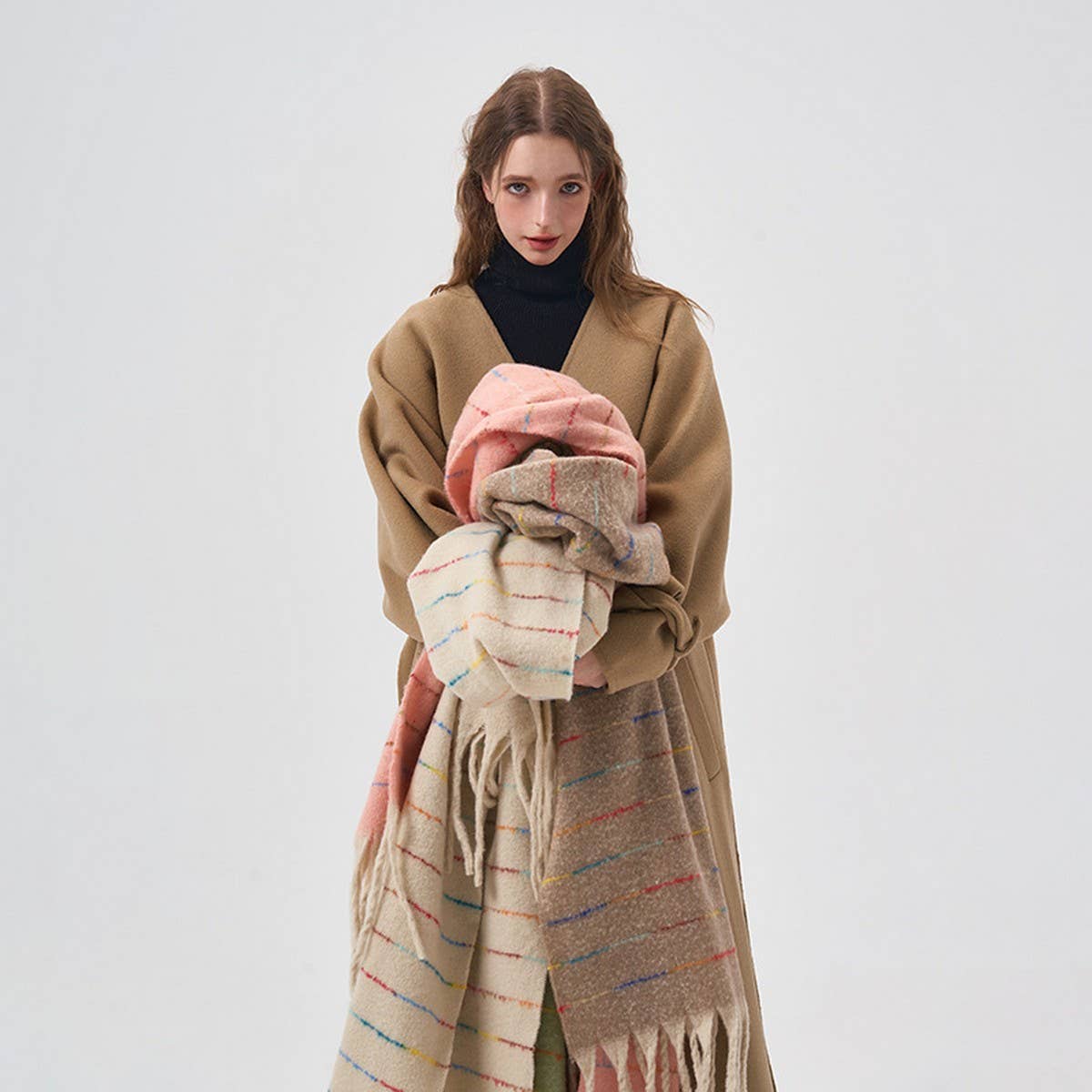 Gradient Soft Striped Scarf for Winter