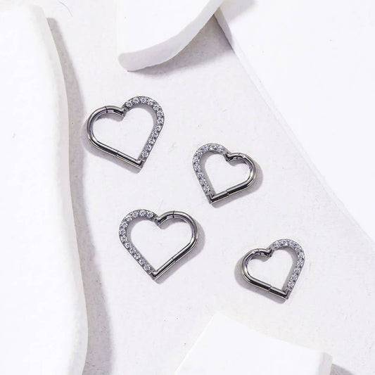 Zircon Heart Nose Stud & Hoop Stainless Steel_CWMM9518