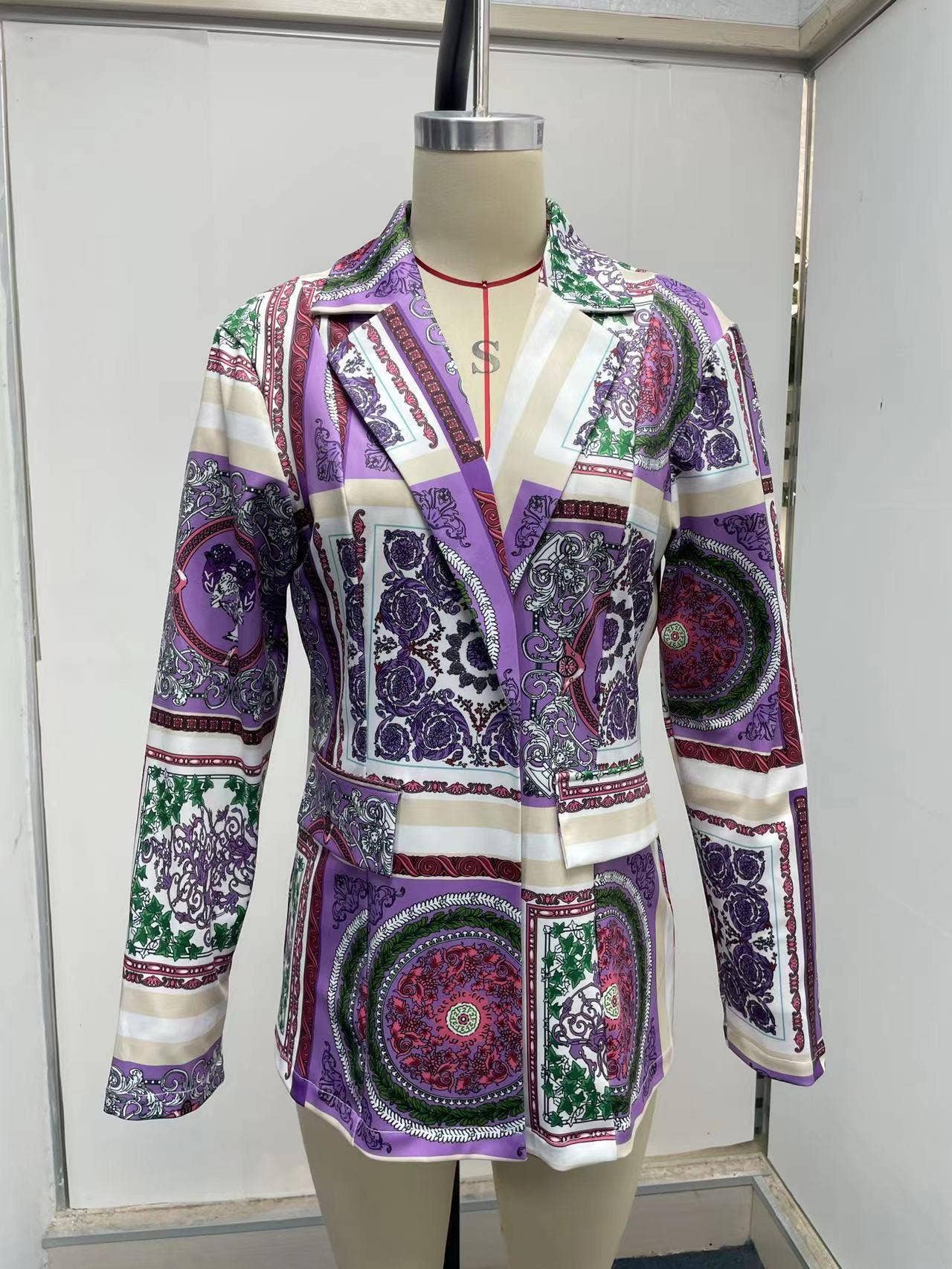 LAPEL LONG SLEEVE FASHION SEXY PRINTED SUIT