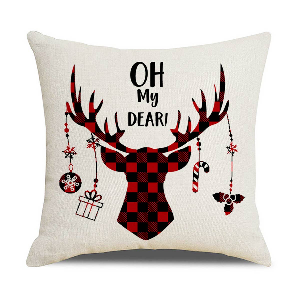 CHRISTMAS TREE RED AND BLACK PLAID PILLOWCASE