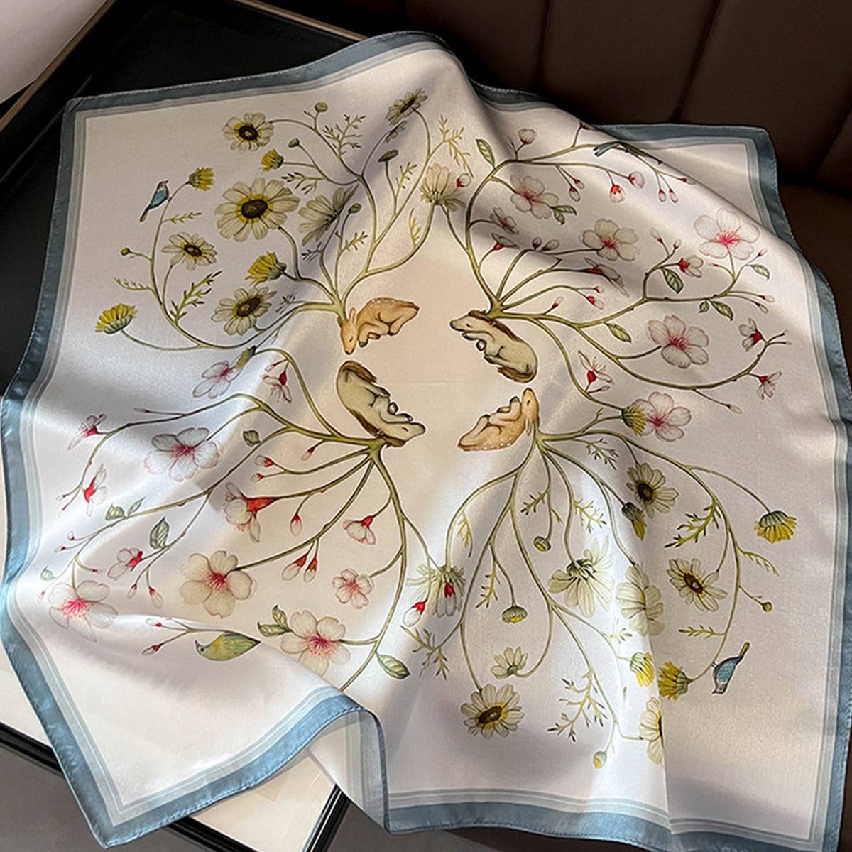 Simple Floral Silk Scarf ??100% Mulberry Silk_CWASC0552