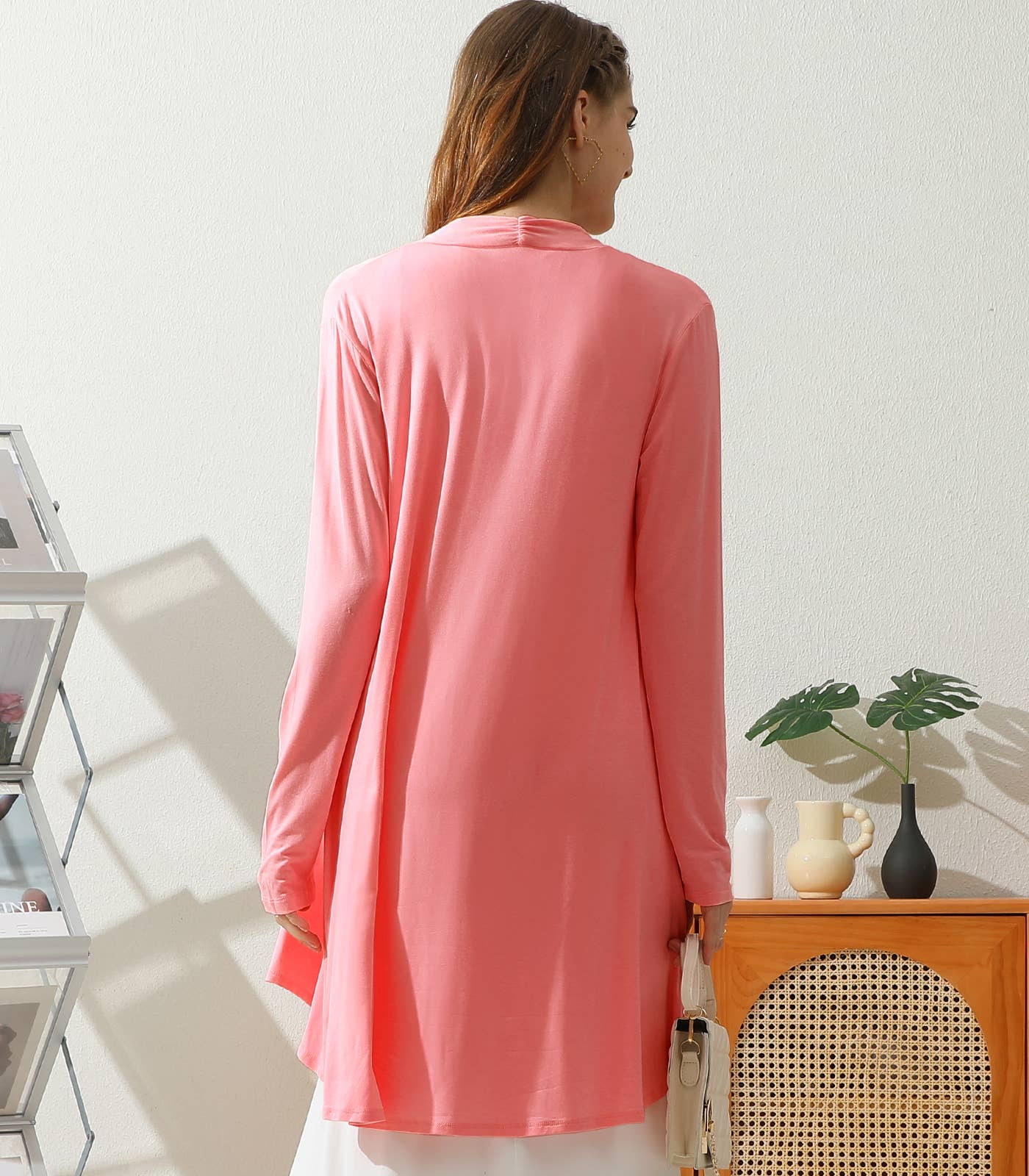 AWTL074_Long Sleeve Casual Open Front Long Cardigan