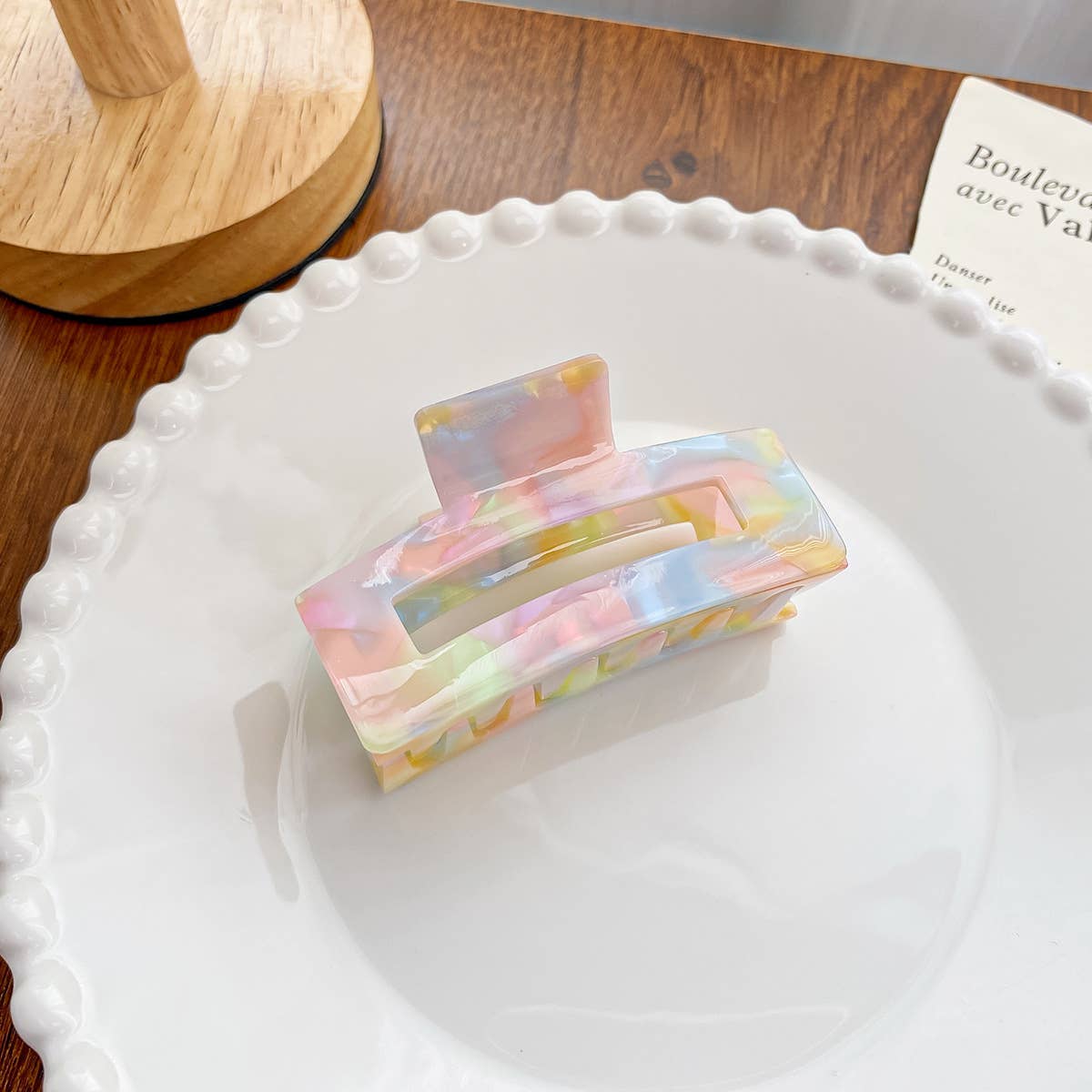 Acetate board style candy-colored hair clip