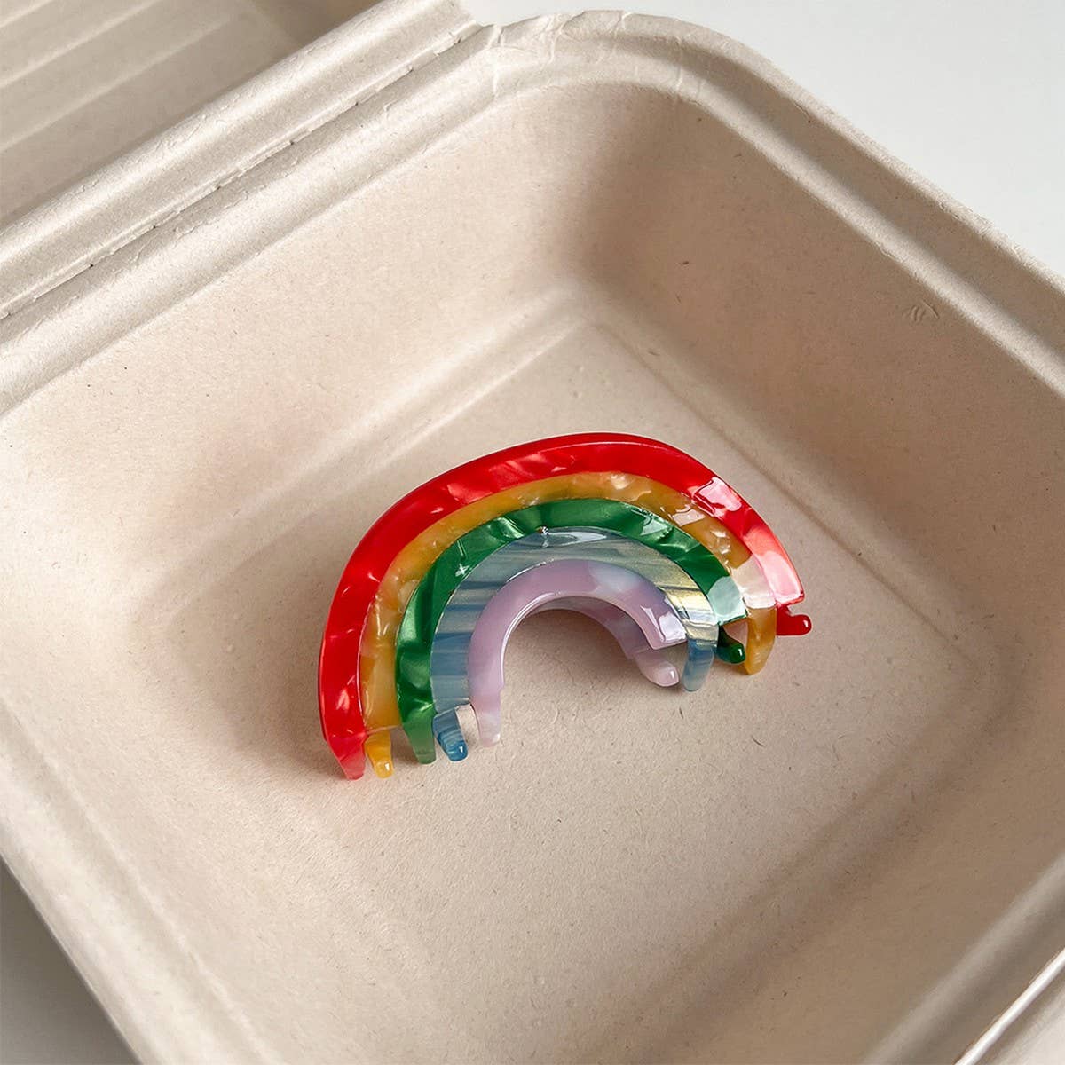 Sweet Rainbow Acetate Half-Moon Claw Clip ? Medium