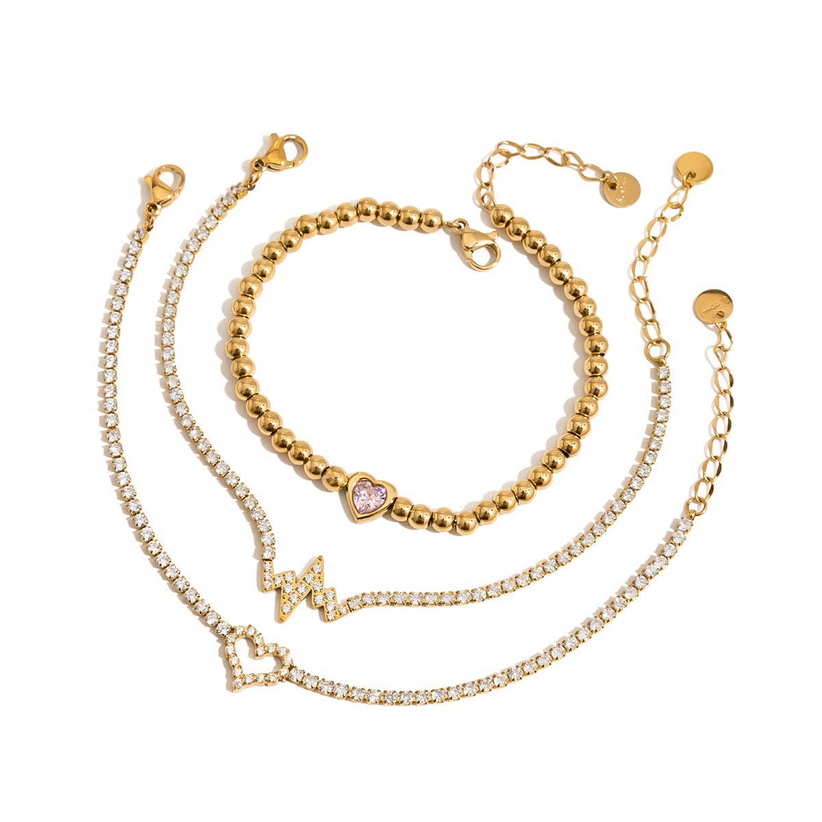 18K Gold Bow Bracelet with Zircon, Sweet Style_CWAJE4698