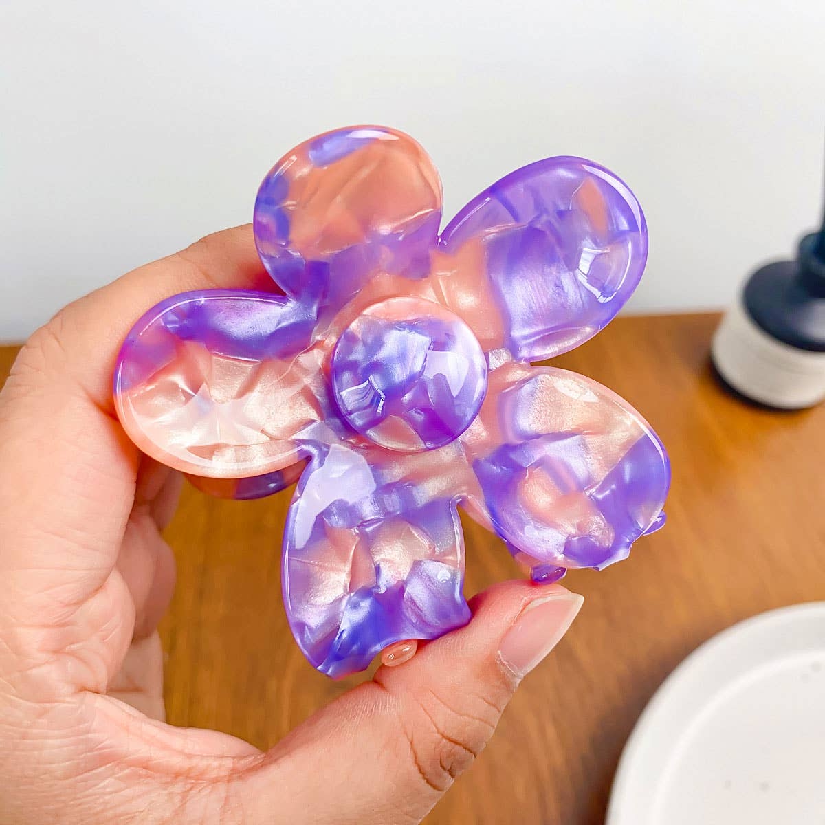 Vintage Tortoiseshell Flower Hair Claw Clip Large_CWAHA0389