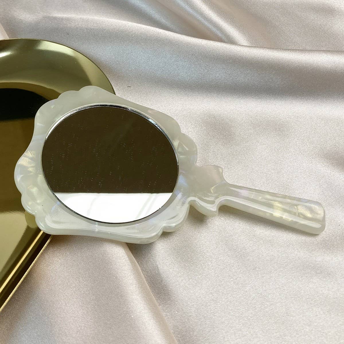 Geometric Acetate Handheld Makeup Mirror, Compact