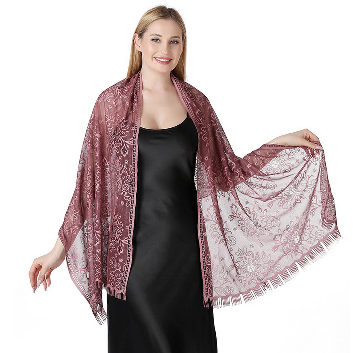 Floral Lace Tie-Dye Shawl ? Bridal Evening Wrap