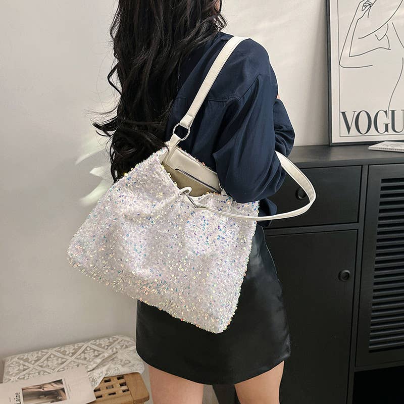Sequined and colorful single-shoulder bag