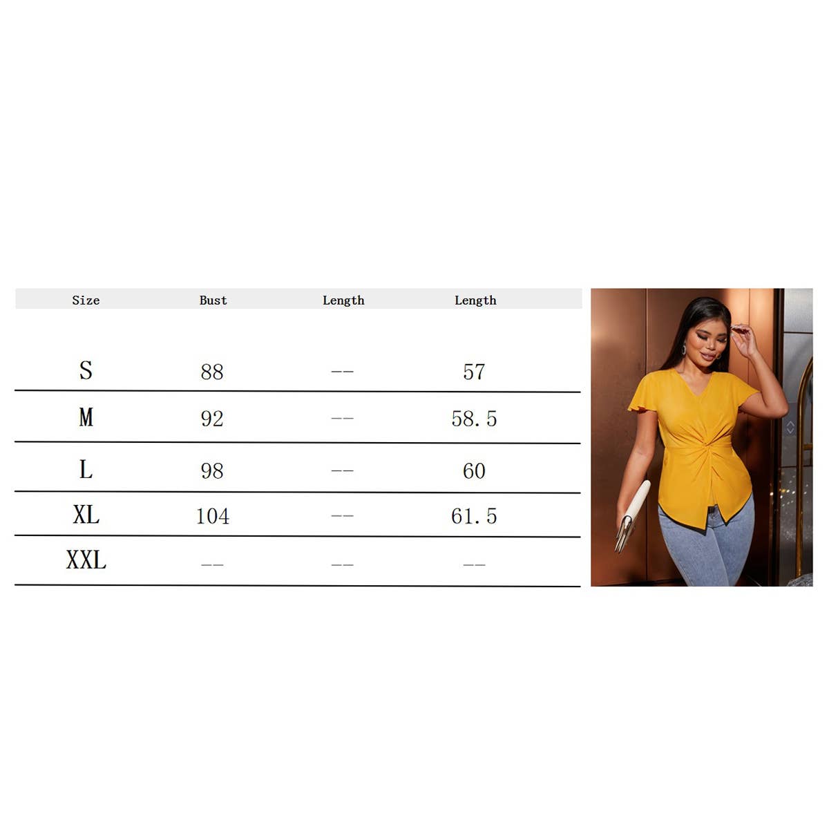 V-neck twist waist fly sleeve elegant T-shirt