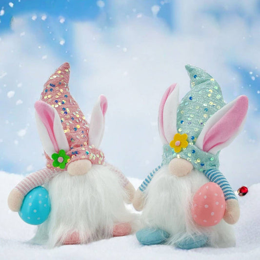 EASTER DECORATION WITH LIGHT SEQUIN HAT DOLL DOLL