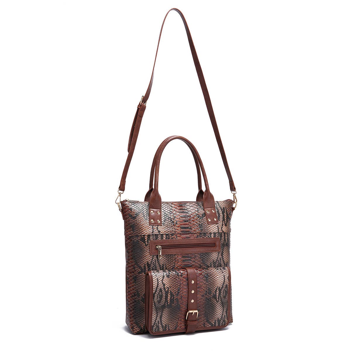 WOMEN TOTE SNAKE PRINT SHOULDER HANDBAG_CWAB2594
