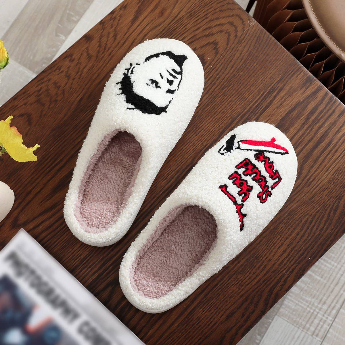 HALLOWEEN HORROR EMBROIDERED COTTON SLIPPERS