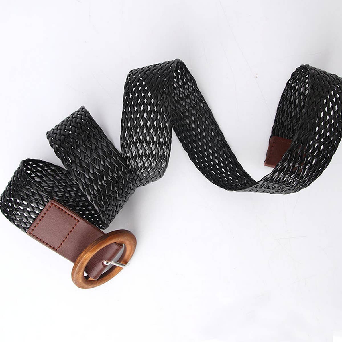 CWABE0932_FASHIONABLE BRAIDED WOODEN BUCKLE BELT