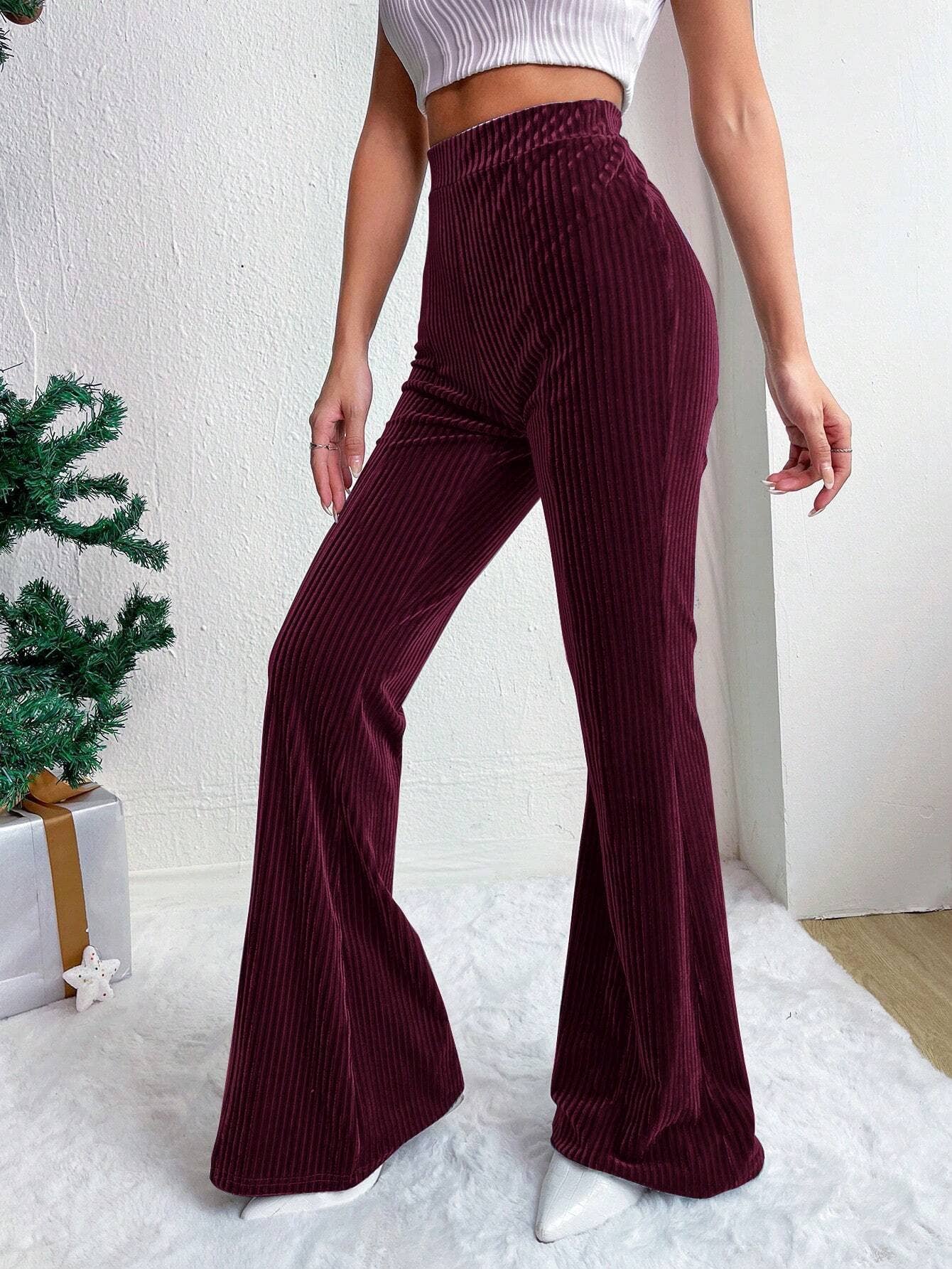 CORDUSTER FLARES SOLID COLOR WIDE-LEG PANTS