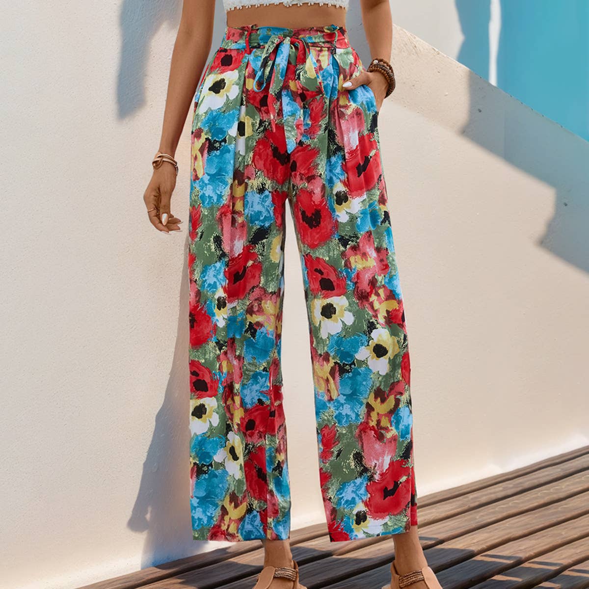 BOHO CHIC FAKE STRAIGHT-LEG PANTS