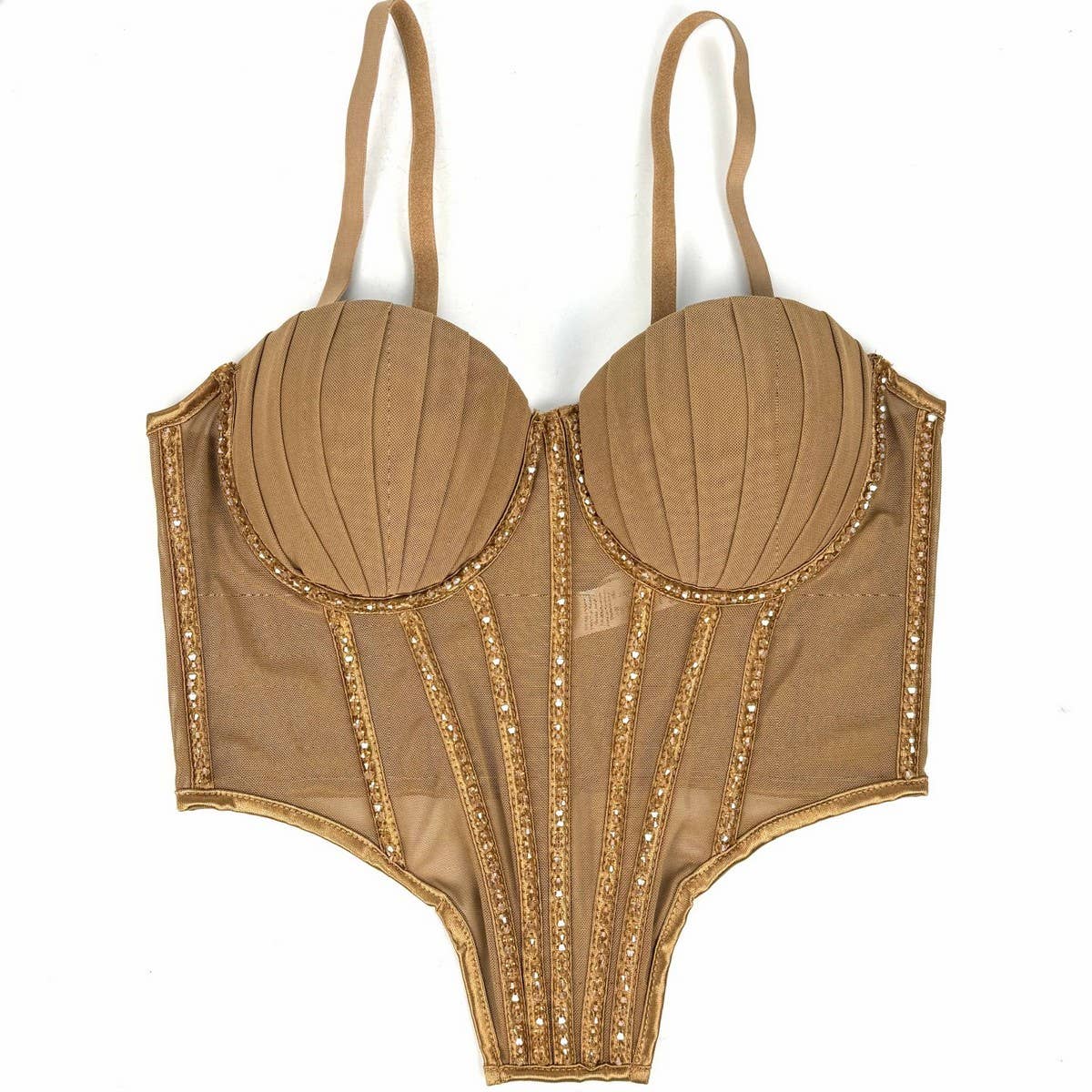 SEXY MESH RHINESTONE HERRINGBONE BRA