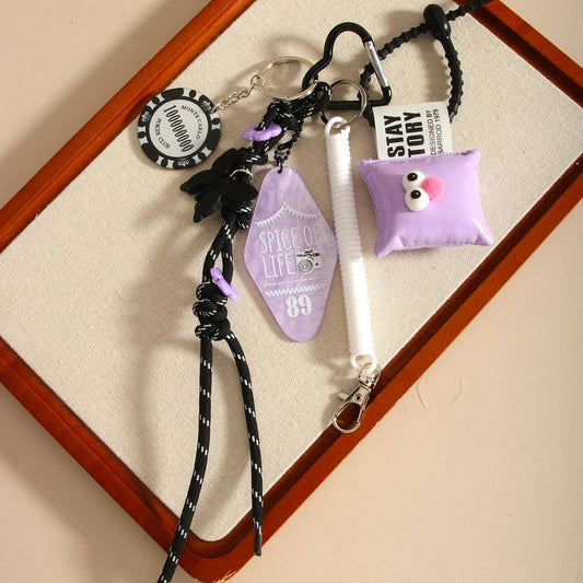 Cartoon Eye Pillow Keychain with Chip Detail_CWMM7816