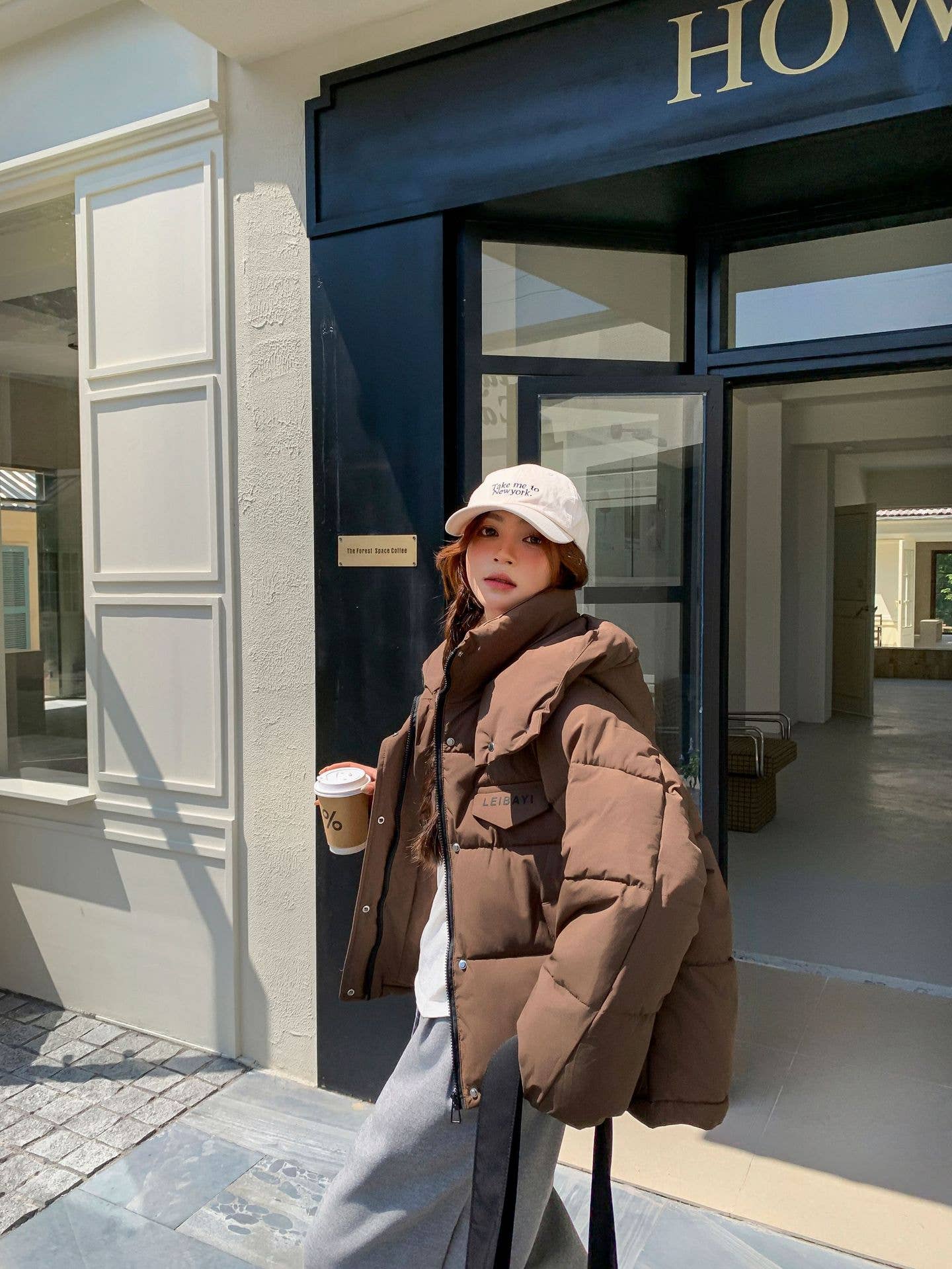 Large pocket paragraph hooded cotton jacket