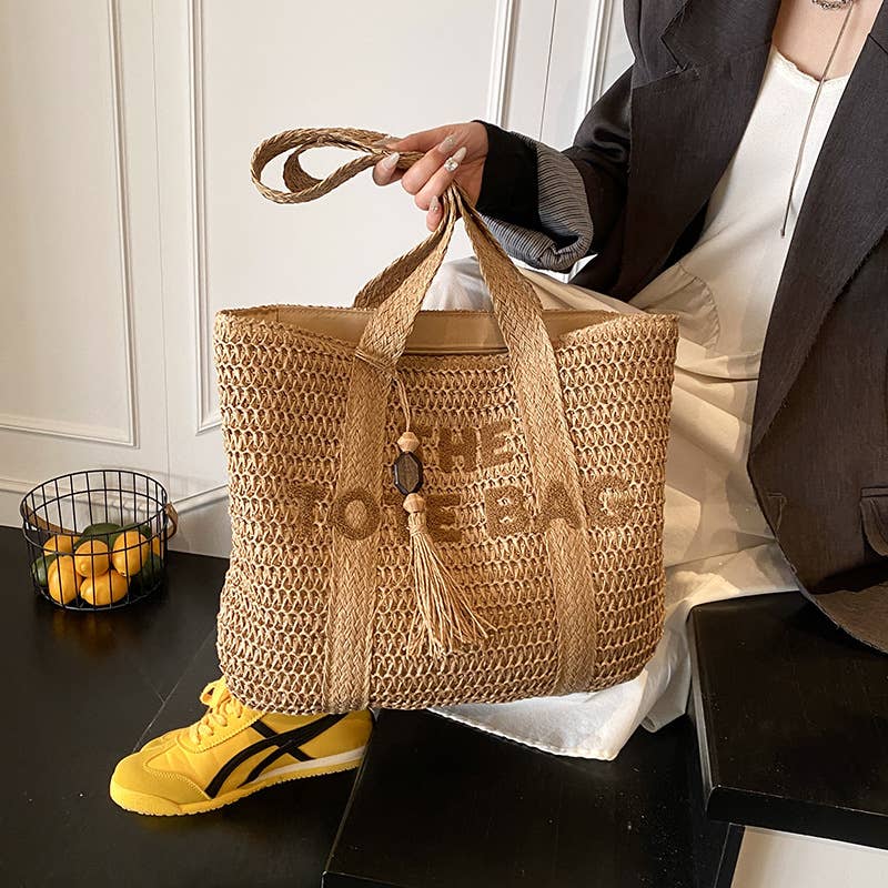 Fashionable tassel personalized casual woven bag
