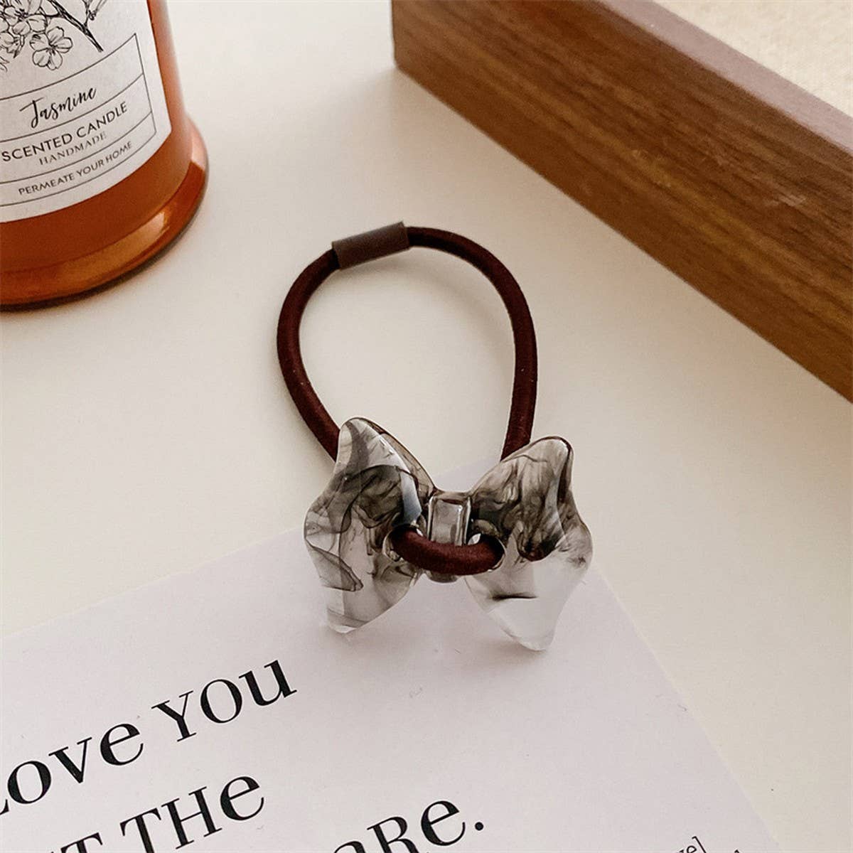 6PCS/SET ACRYLIC BEAR FLOWER BOW HAIR TIES_CWAHA0337