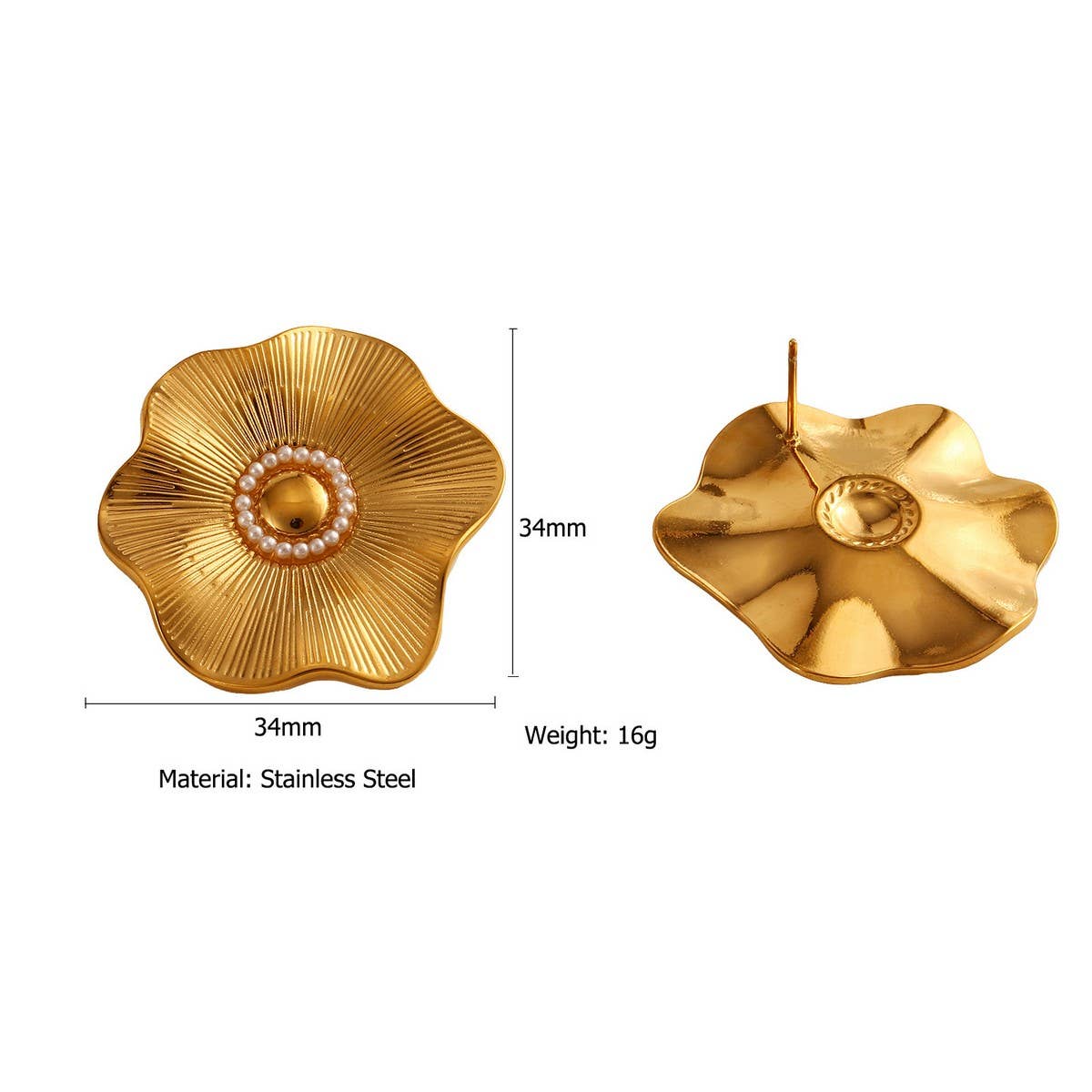 Minimalist Stainless Steel FlowerPearl StudEarrings