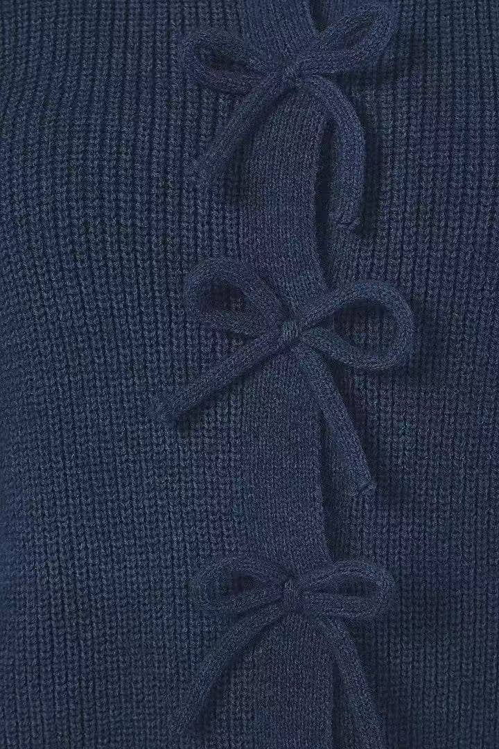 STYLISH AND COMFORTABLE BOW WOOL CARDIGAN