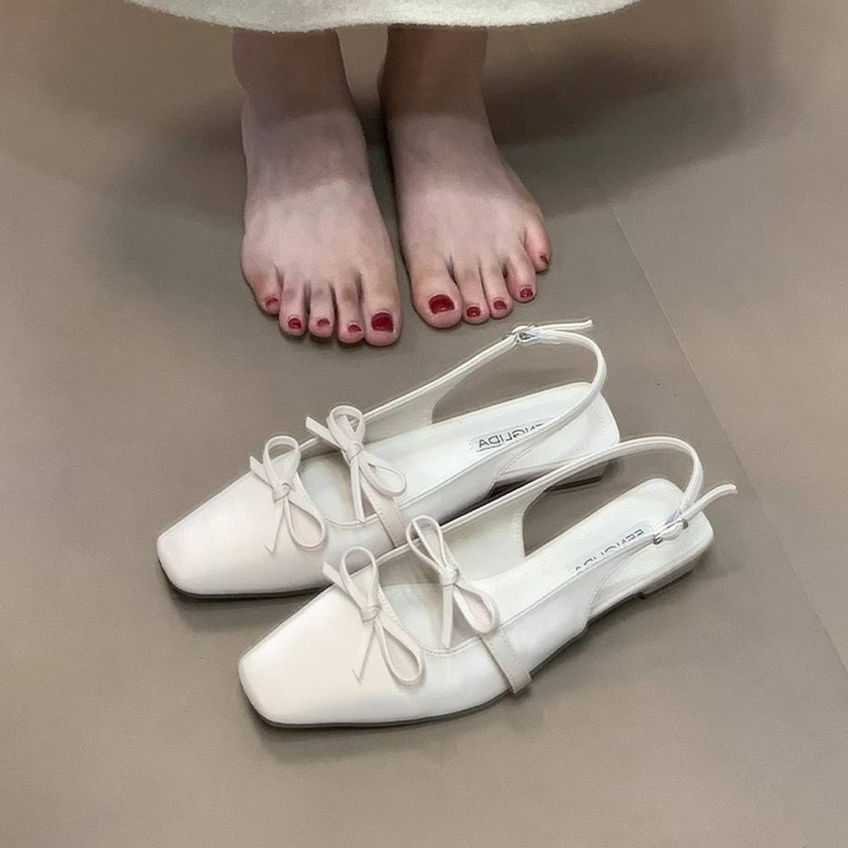 Silver Bow Closed-Toe Sandals