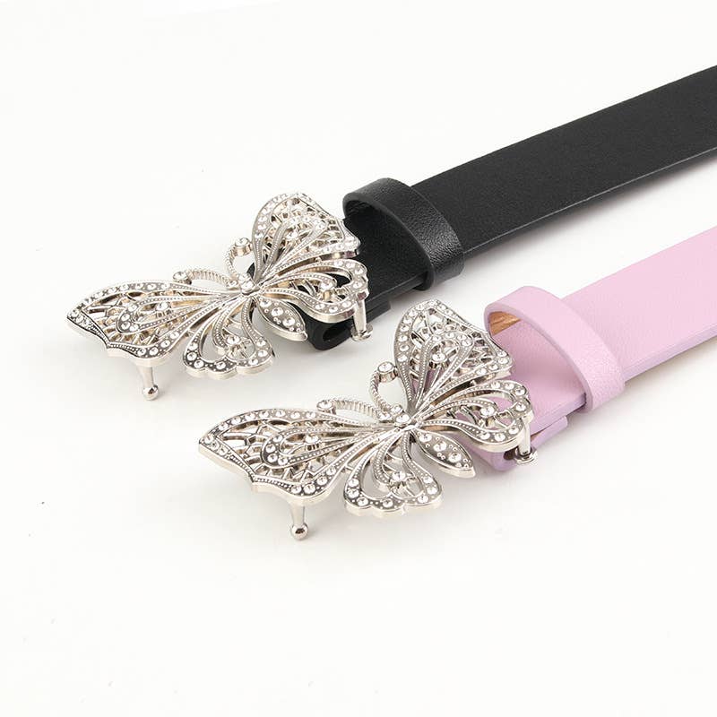 Fashionable butterfly rhinestone decorated belt