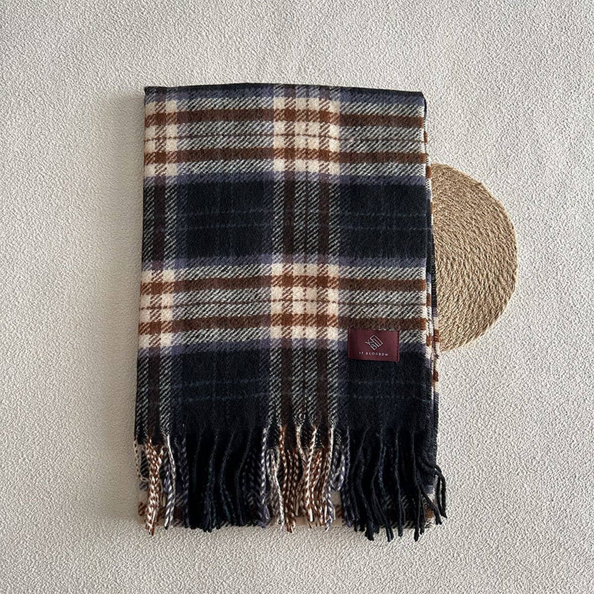 Plaid Wool Scarf for Women ??Cozy Winter Knit_CWASC2336