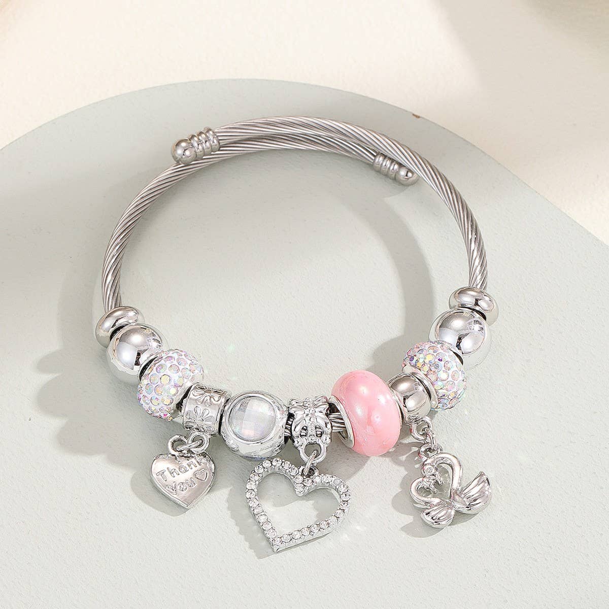 DIY Heart Charm Silver Jingle Bracelet