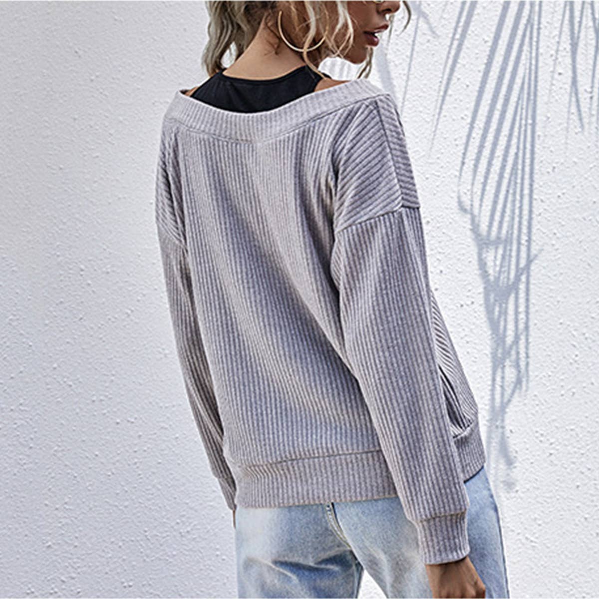 False two joining together solid color sweater