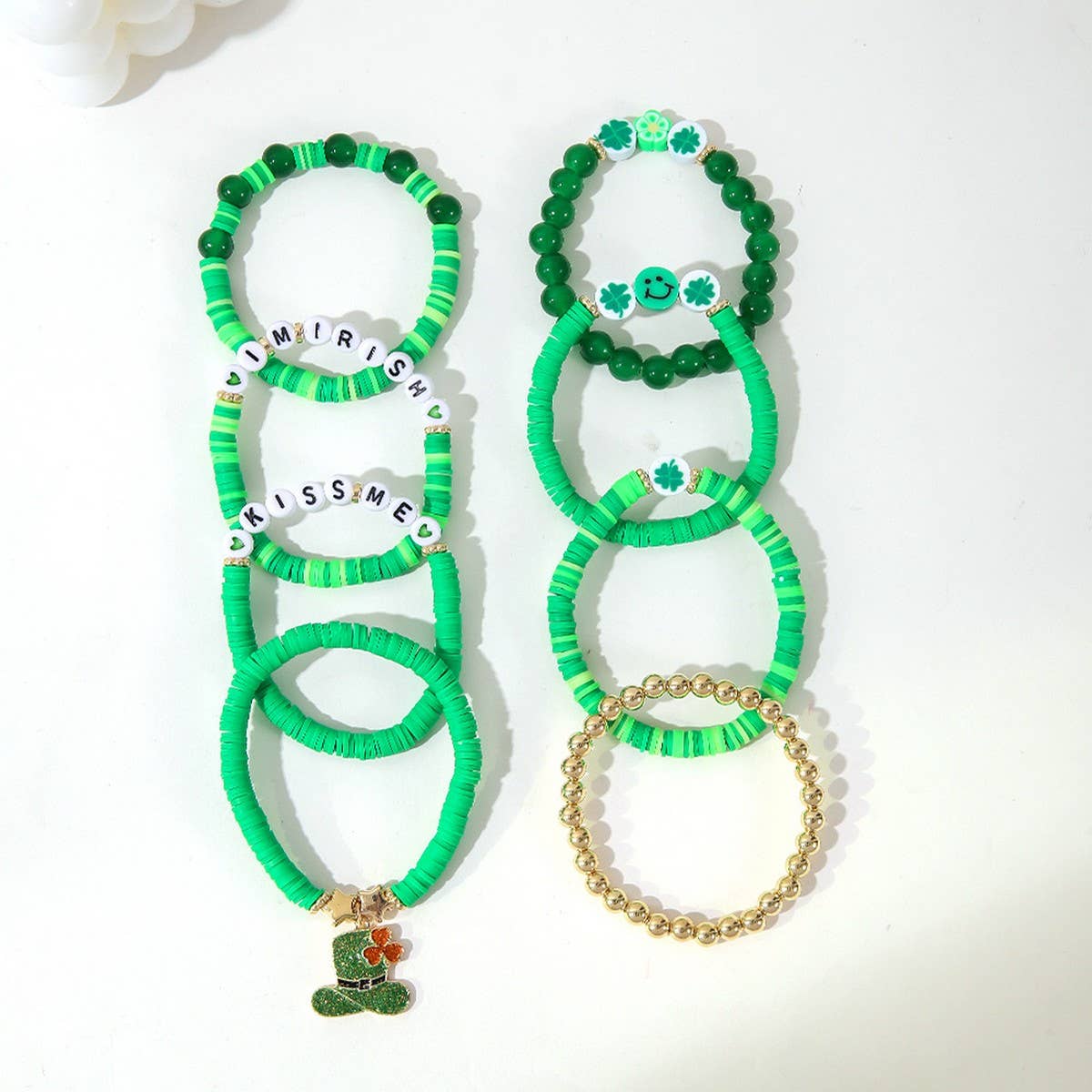 ST. PATRICK'S DAY FOUR LEAF CLOVER HAT BRACELET_CWMM3500